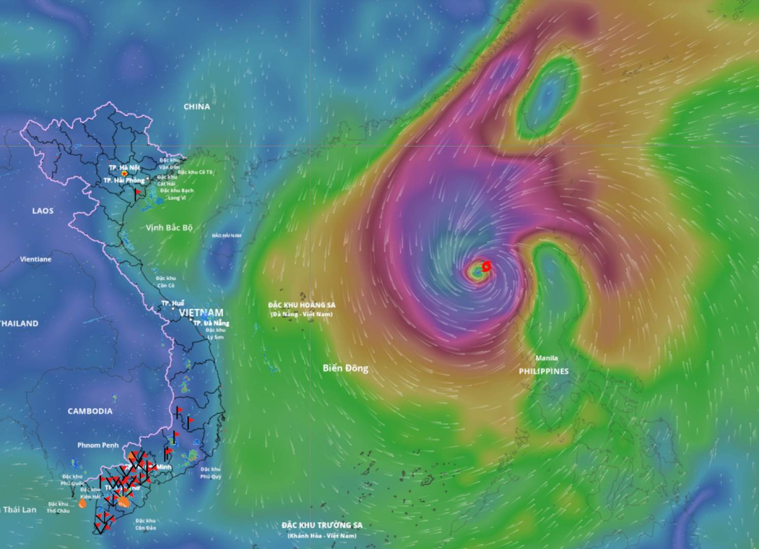 Updated location of storm No. 14 Fung-wong at 5:00 p.m. on November 10. Source: Vietnam Disaster Monitoring System