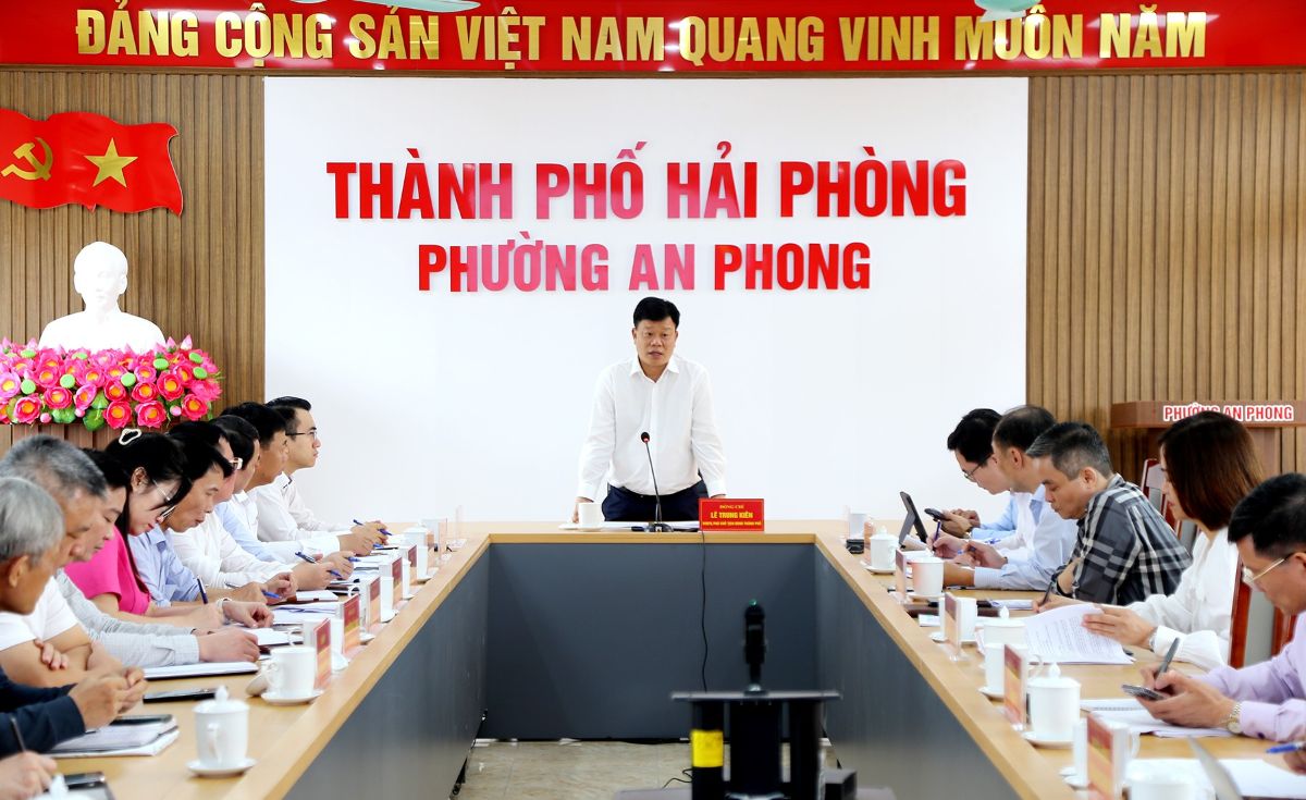 Vice Chairman of the City People's Committee Le Trung Kien delivered a concluding speech at the meeting. Photo: Hai Phong Portal