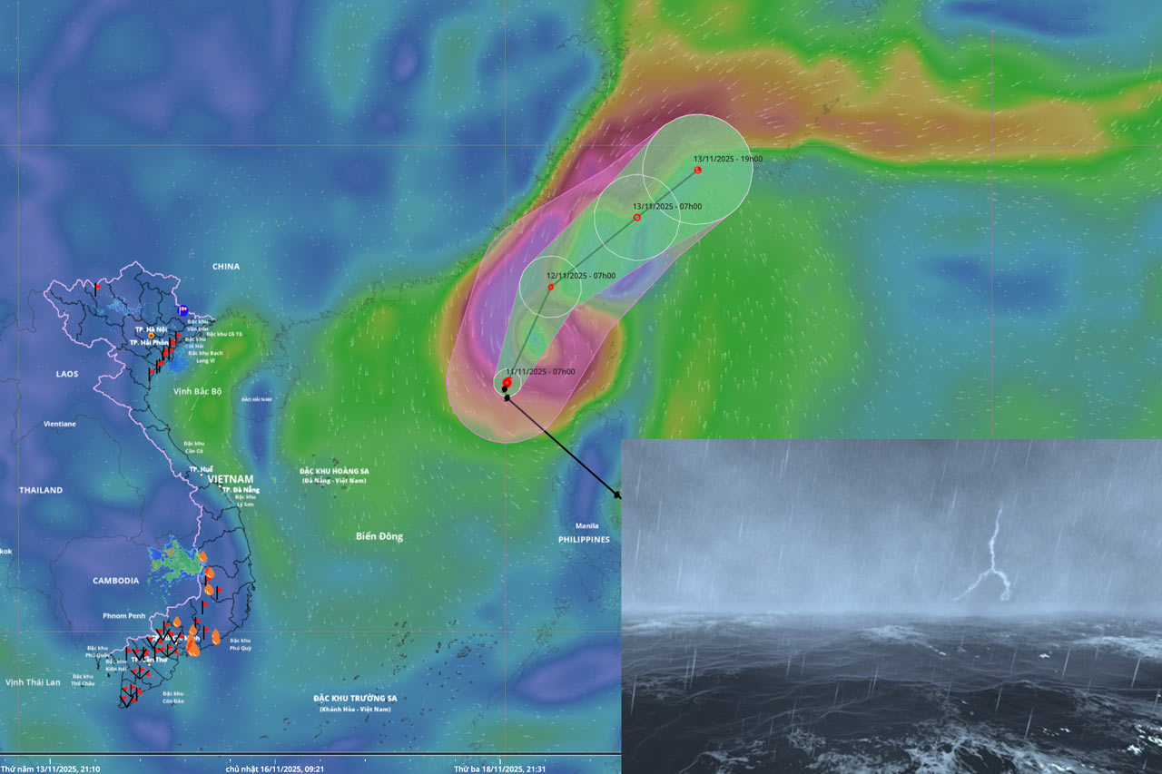 嵐番号 14 のファンウォンがレベル 14 に達し、今後 24 時間以内の進路を予測しています