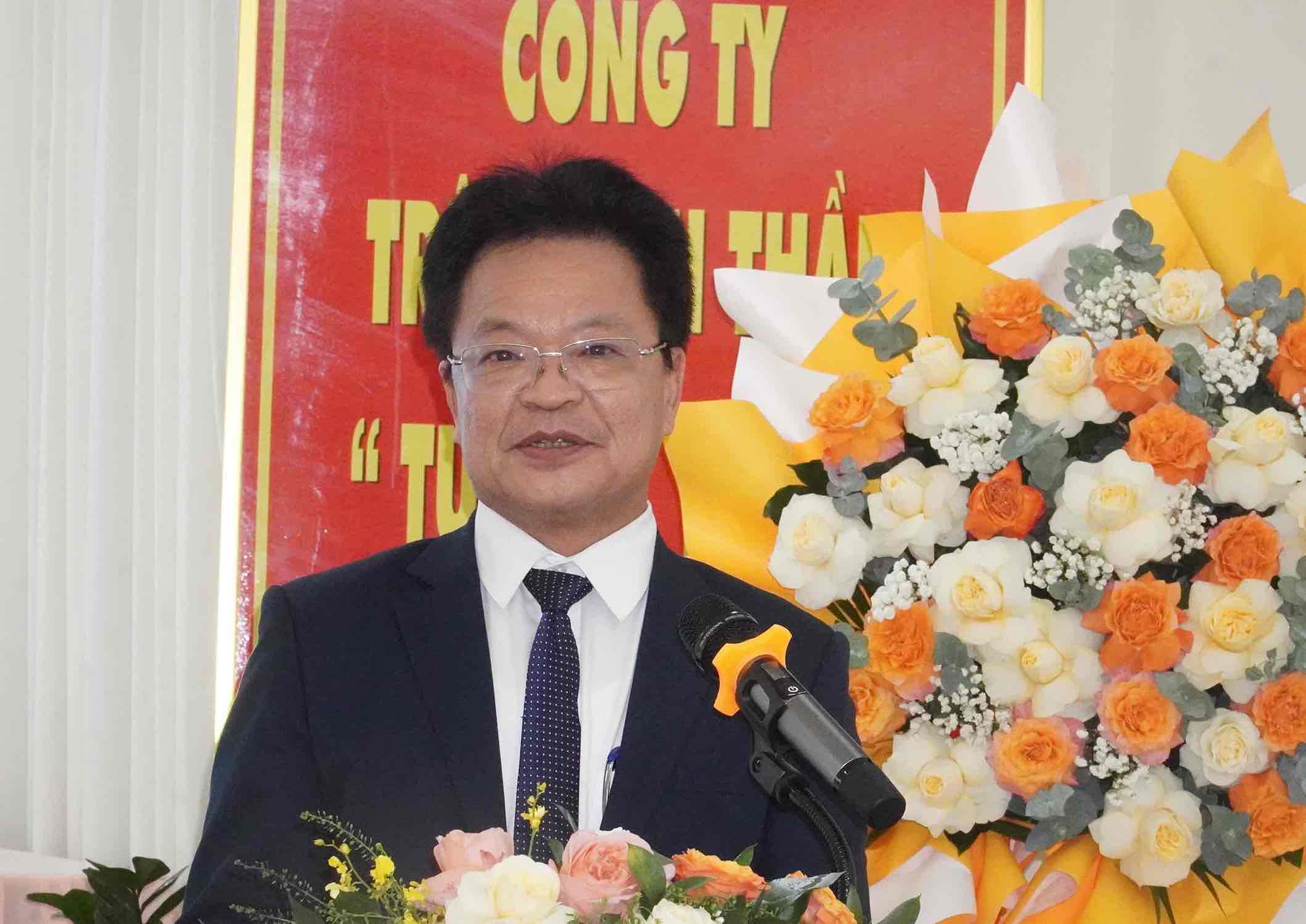 Ong Dang Sy Manh - Chu tich HDTV Tong cong ty Duong sat Viet Nam phat bieu tai buoi le. Anh: HAC