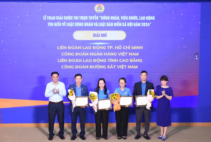 Vietnam Bank Trade Union received the Second Prize of the Online Contest "C employee learning about the Trade Union Law and the Social Insurance Law in 2024" organized by the Vietnam General Confederation of Labor. Photo: CDN