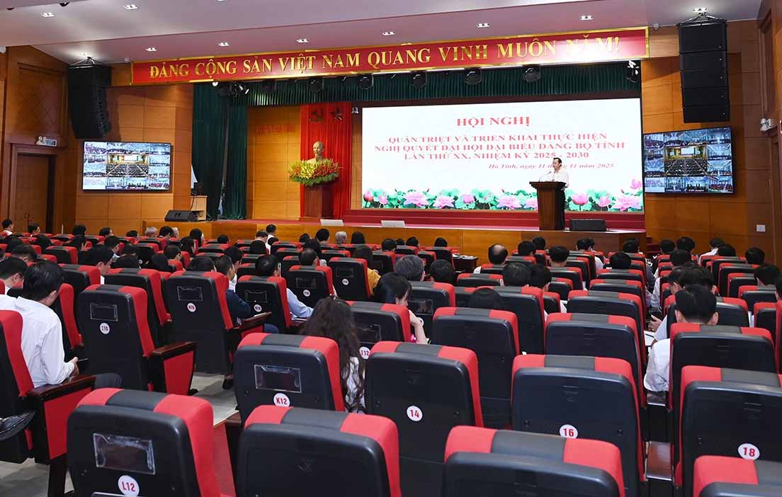 Overview of the dissemination and implementation of the Resolution of the 20th Ha Tinh Provincial Party Congress, term 2025 - 2030. Photo: Tran Tuan.