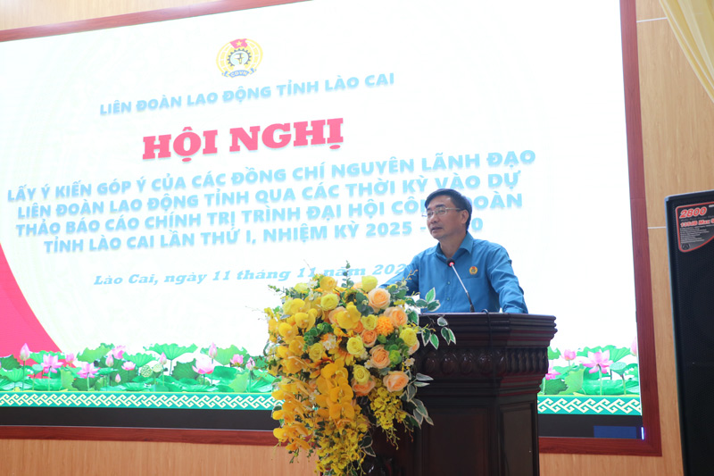 Chu tich LDLD tinh Lao Cai Nguyen Chuong Phat chi phat bieu tai hoi nghi. Anh: Manh Hung