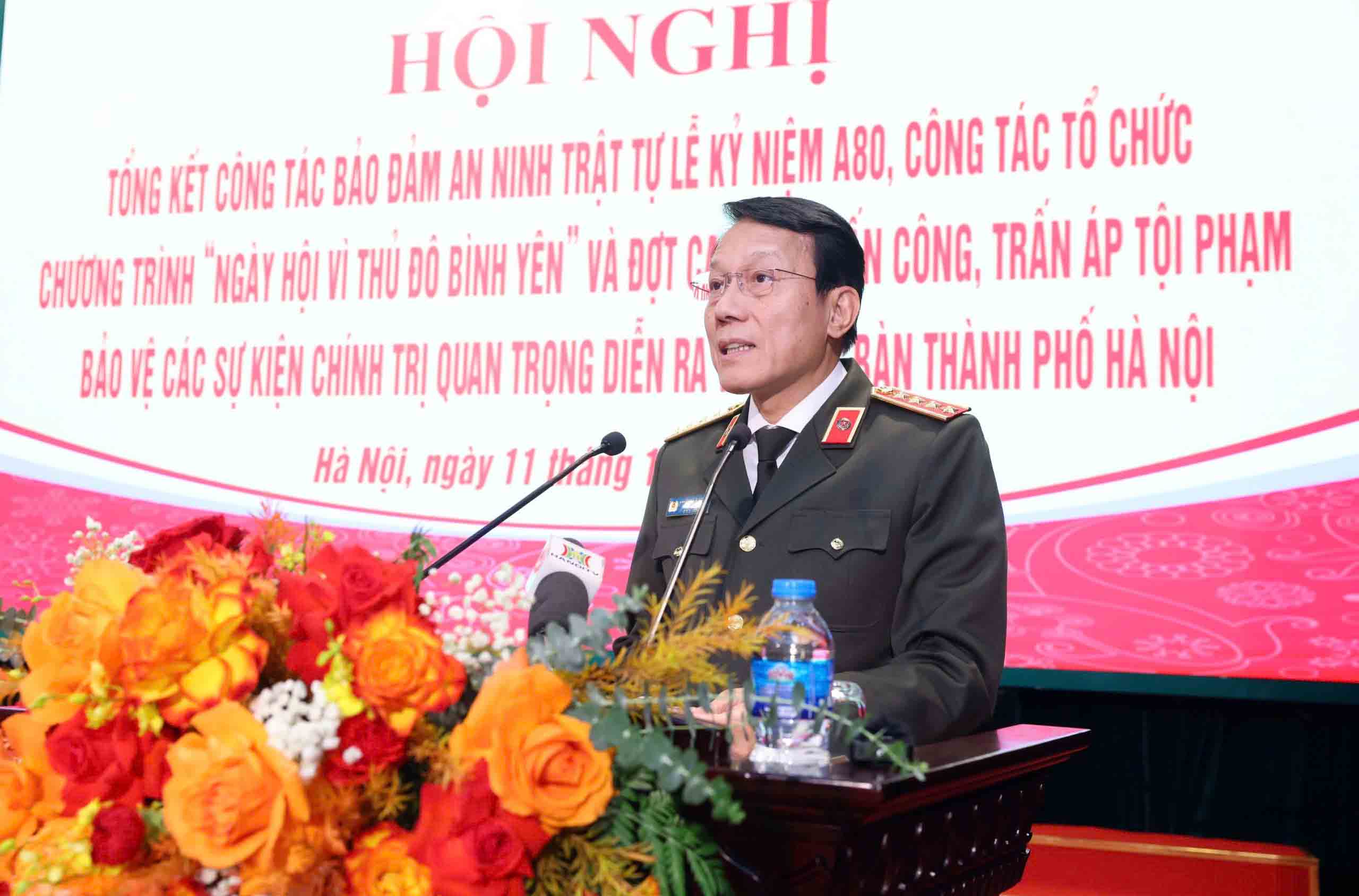 Dai tuong Luong Tam Quang, Bo truong Bo Cong an phat bieu tai Hoi nghi. Anh: Ngoc Bich 