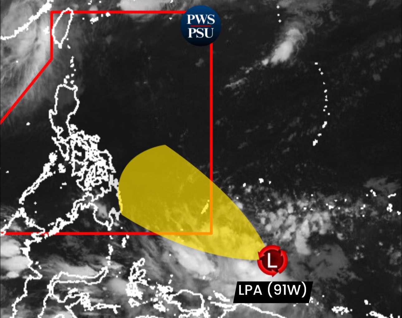 Low pressure 91W appeared in the southeastern Philippines on November 11. Photo: Philippine Weather System/Pacific Storm Update