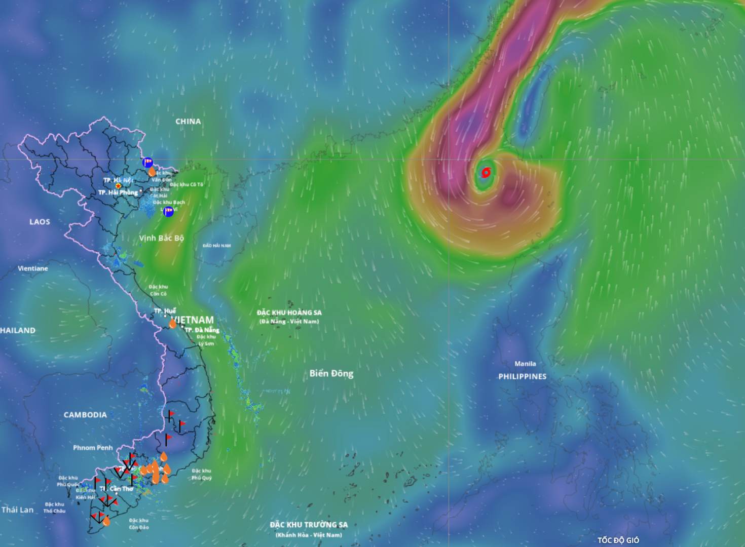 Updated location of storm No. 14 at 9:00 a.m. on November 12. Source: Vietnam Disaster Monitoring System