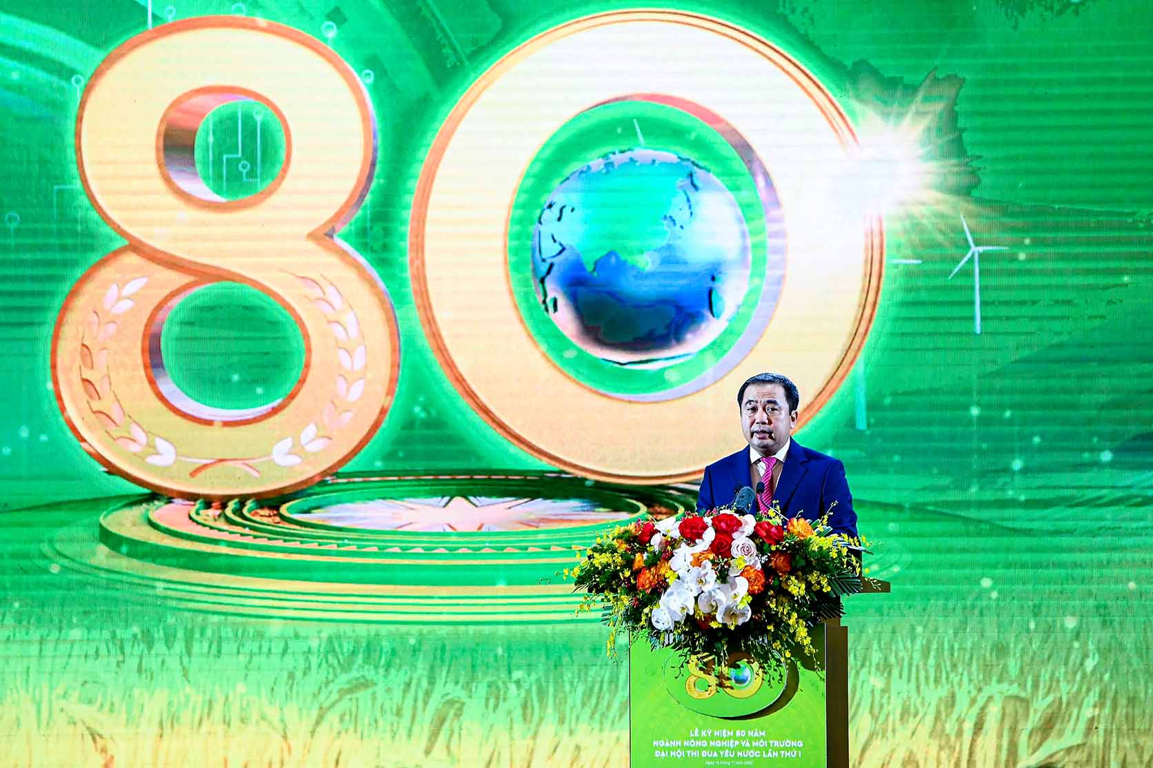 Bo truong Bo Nong nghiep va Moi truong Tran Duc Thang phat bieu tai buoi le. Anh: NNMT