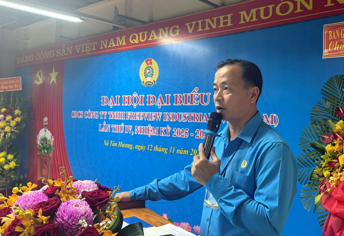 Pho Chu tich LDLD tinh Dong Thap Nguyen Thanh Tuan phat bieu tai Dai hoi. Anh: Thanh Mai