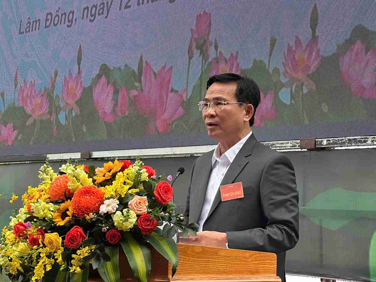 Chu tich UBND tinh Lam Dong Ho Van Muoi phat bieu chi dao tai buoi dien tap. Anh: Phuc Khanh