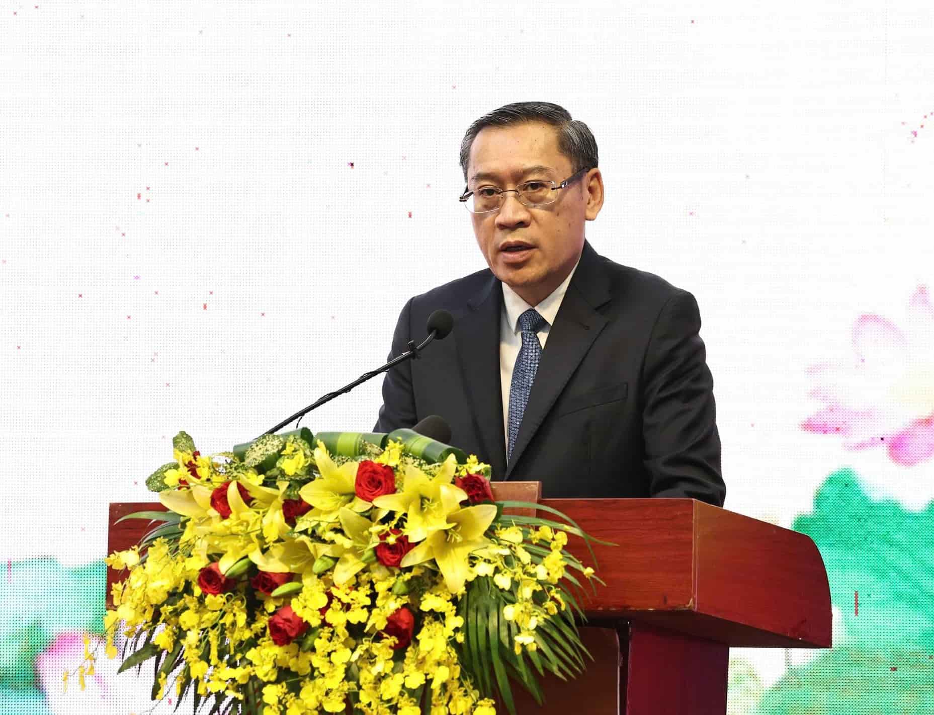 Ong Phosay Sayasone - Bo truong Bo Lao dong va Phuc loi Xa hoi Lao phat bieu tai hoi nghi. Anh: Nguyen Truong