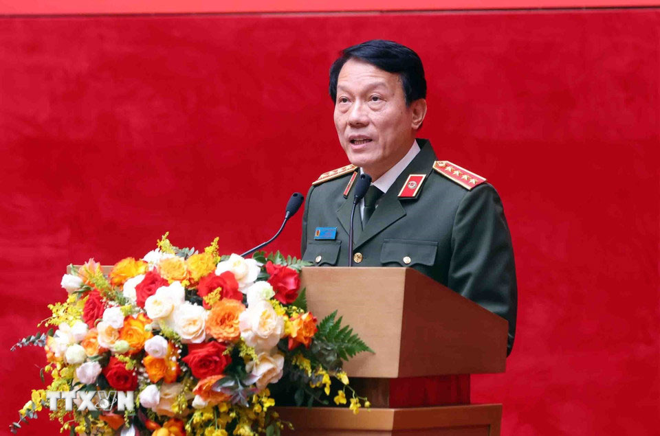 Bo truong Luong Tam Quang phat bieu tai hoi nghi. Anh: TTXVN