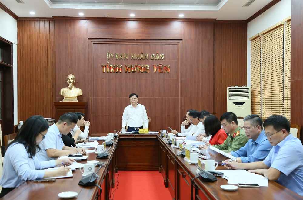 Pho Chu tich UBND tinh Pham Van Nghiem phat bieu tai cuoc hop. Anh: Cong TTDT tinh Hung Yen