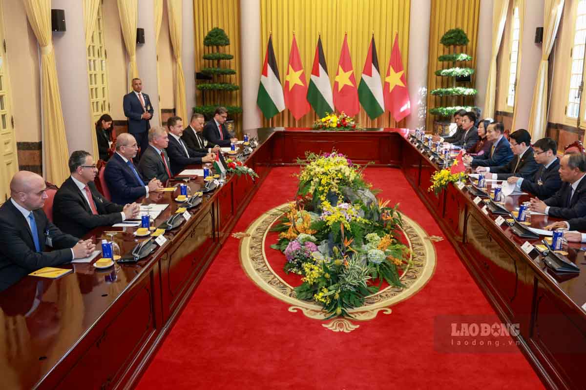 Quang canh cuoc hoi dam giua Chu tich nuoc Luong Cuong va Quoc vuong Jordan Abdullah II Ibn Al Hussein. Anh: Hai Nguyen 