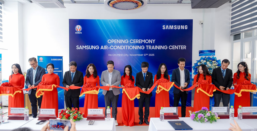 Samsung inaugurated the Air conditioning Training Center at Ho Chi Minh City University of Technical Education. Photo: Provided by the enterprise