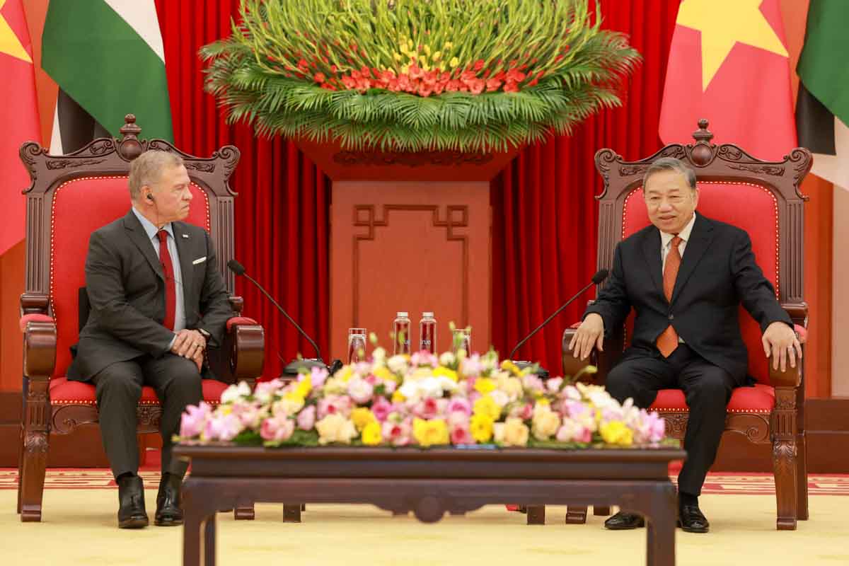 General Secretary To Lam met with King Jordan Abdullah II Ibn Al-Hussein. Photo: Hai Nguyen