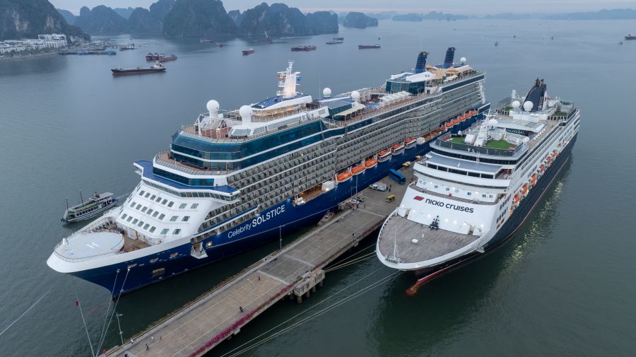 Ha Long International Passenger Port often welcomes international superyacht pairs arriving at the same time. Photo: Nguyen Hung