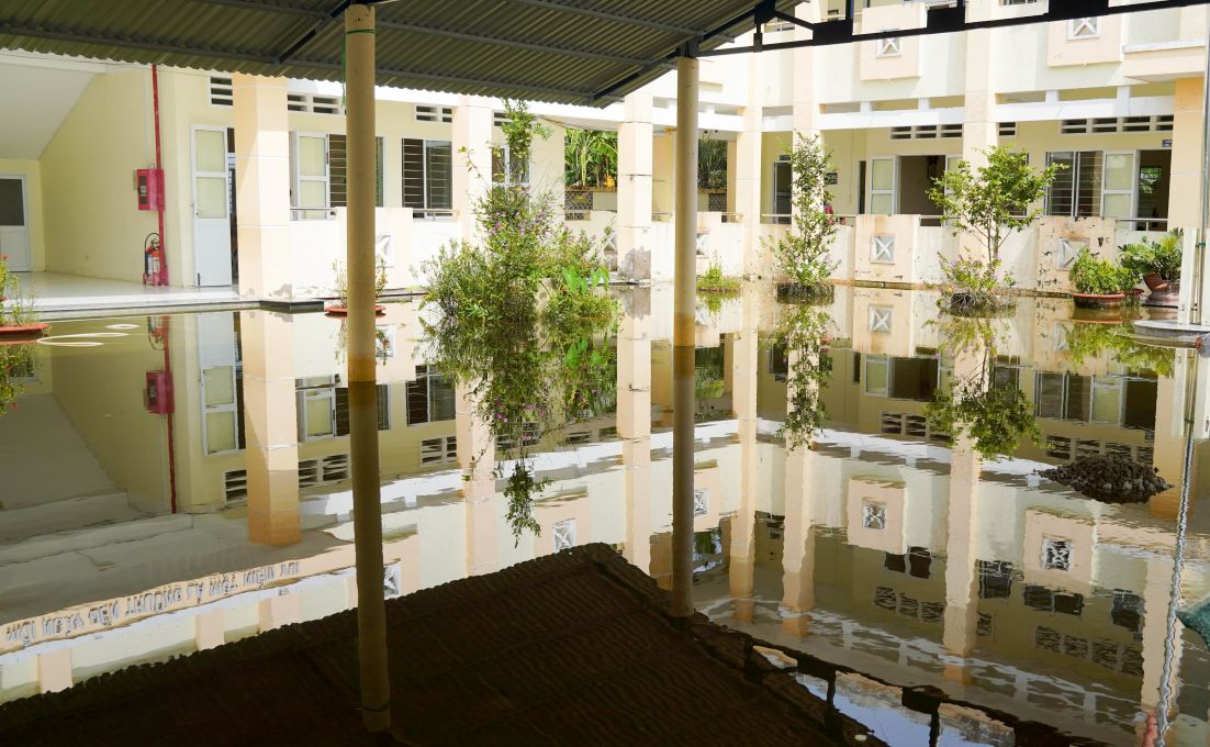 Diem le cua Truong Tieu hoc My Phuoc A (xa My Phuoc, TP Can Tho) cung bi anh huong do nuoc ngap. Anh: Phuong Anh