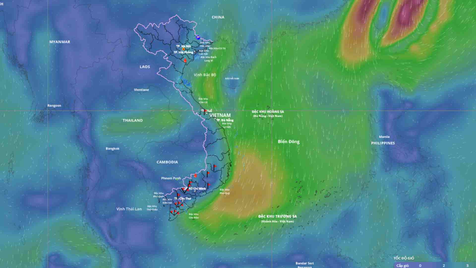 寒気が流れ込み、沿岸部の一部で悪天候が発生している。写真：ベトナム自然災害監視システム