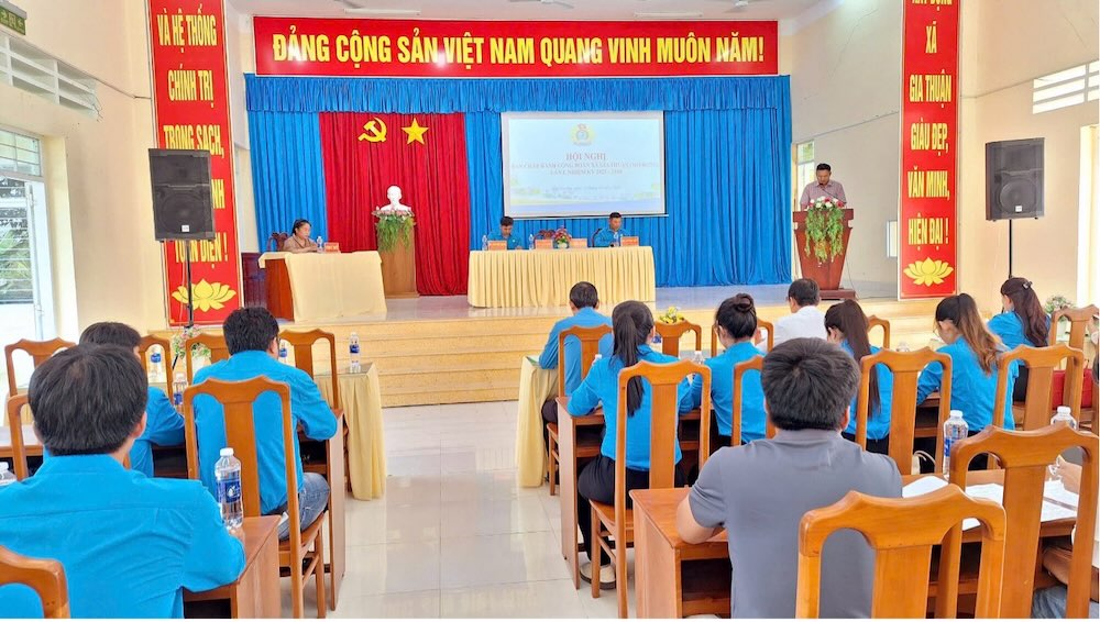 Quang canh Hoi nghi Ban Chap hanh mo rong Cong doan xa Gia Thuan, tinh Dong Thap nhiem ky 2025–2030. Anh: Luu Hung. 