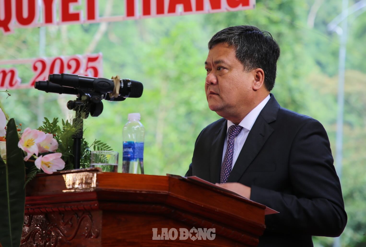 Chu tich UBND tinh Quang Tri Tran Phong phat bieu tai buoi le. Anh: Cong Sang