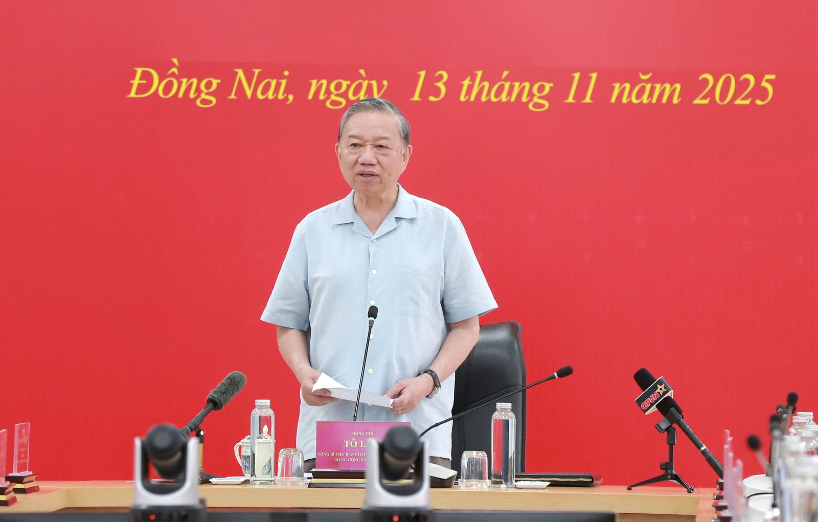 General Secretary To Lam gave a speech at the working session with the Long Thanh International Airport project. Photo: Hien Hoa