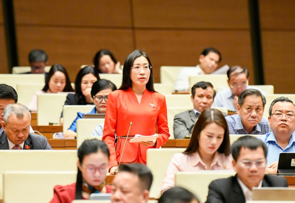 National Assembly delegate Hoang Thi Thanh Thuy proposed classifying streamers with high influence, or livestream sessions with high revenue to apply a tighter control mechanism. Photo: Pham Dong