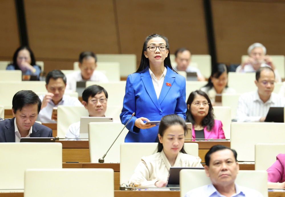 Dai bieu Trinh Thi Tu Anh phat bieu. Anh: Pham Dong