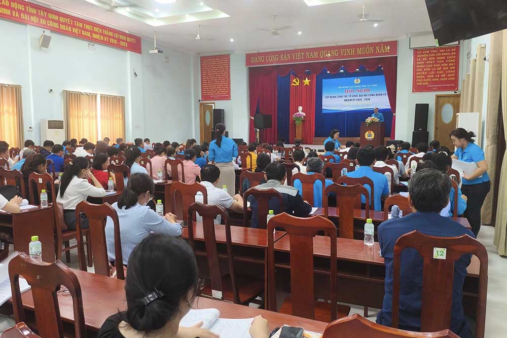 Tay Ninh Provincial Labor Federation trained on organizing grassroots trade union congresses for the 2025-2030 term. Photo: Tay Ninh Provincial Federation of Labor