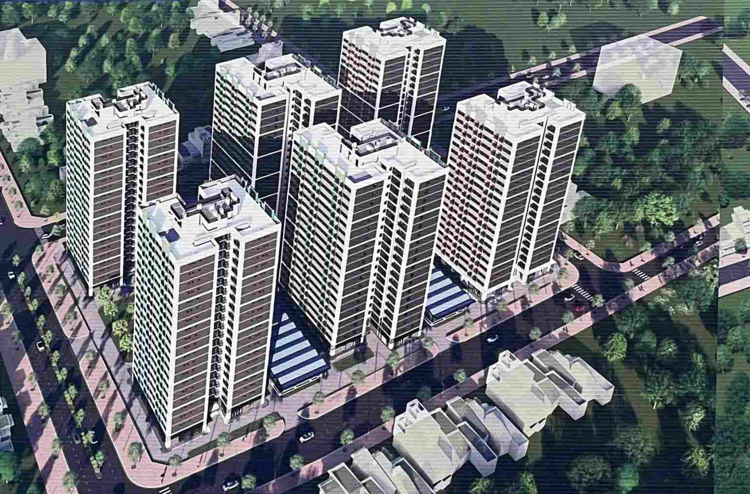 Du an nha o an sinh xa hoi - khu 5 Dinh Hoa xay dung 6 toa chung cu cao 20 tang. Anh: Dinh Trong