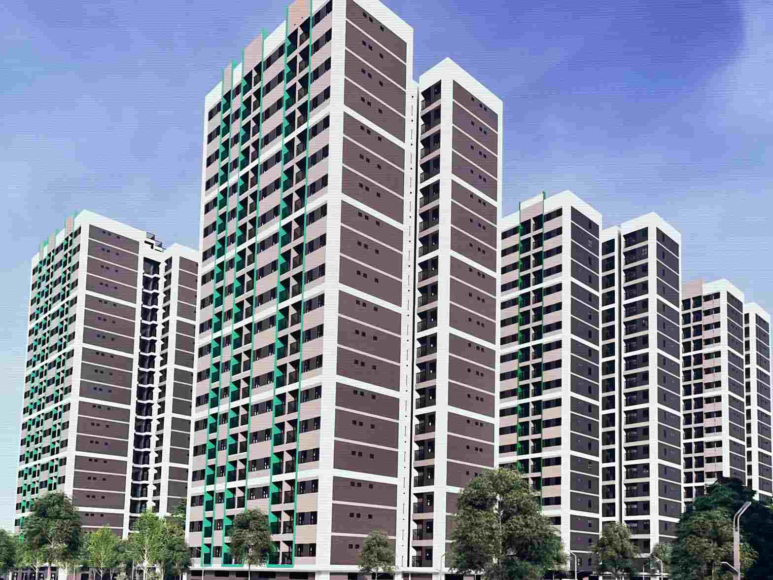 Perspective of the social housing project - Zone 5 Dinh Hoa. Photo: Dinh Trong