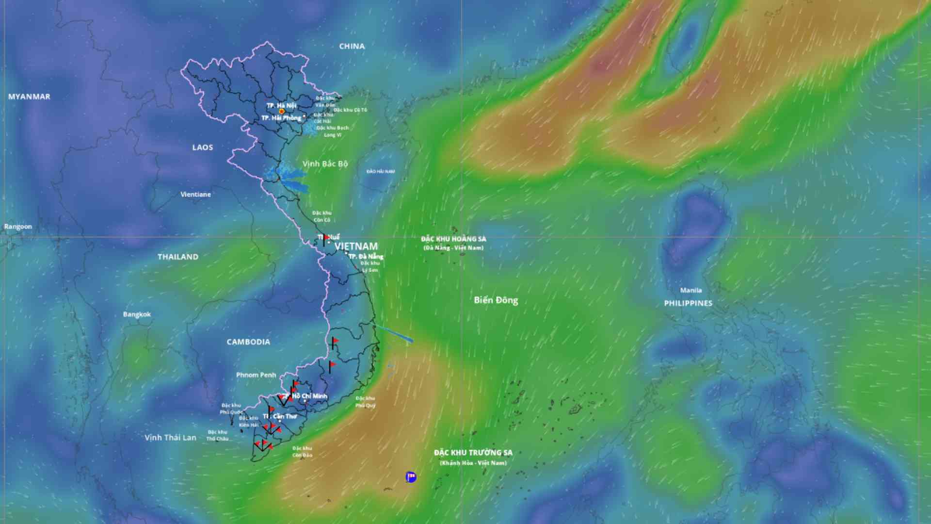 強い寒気の影響で沿岸部の一部で悪天候が続いている。写真：ベトナム自然災害監視システム