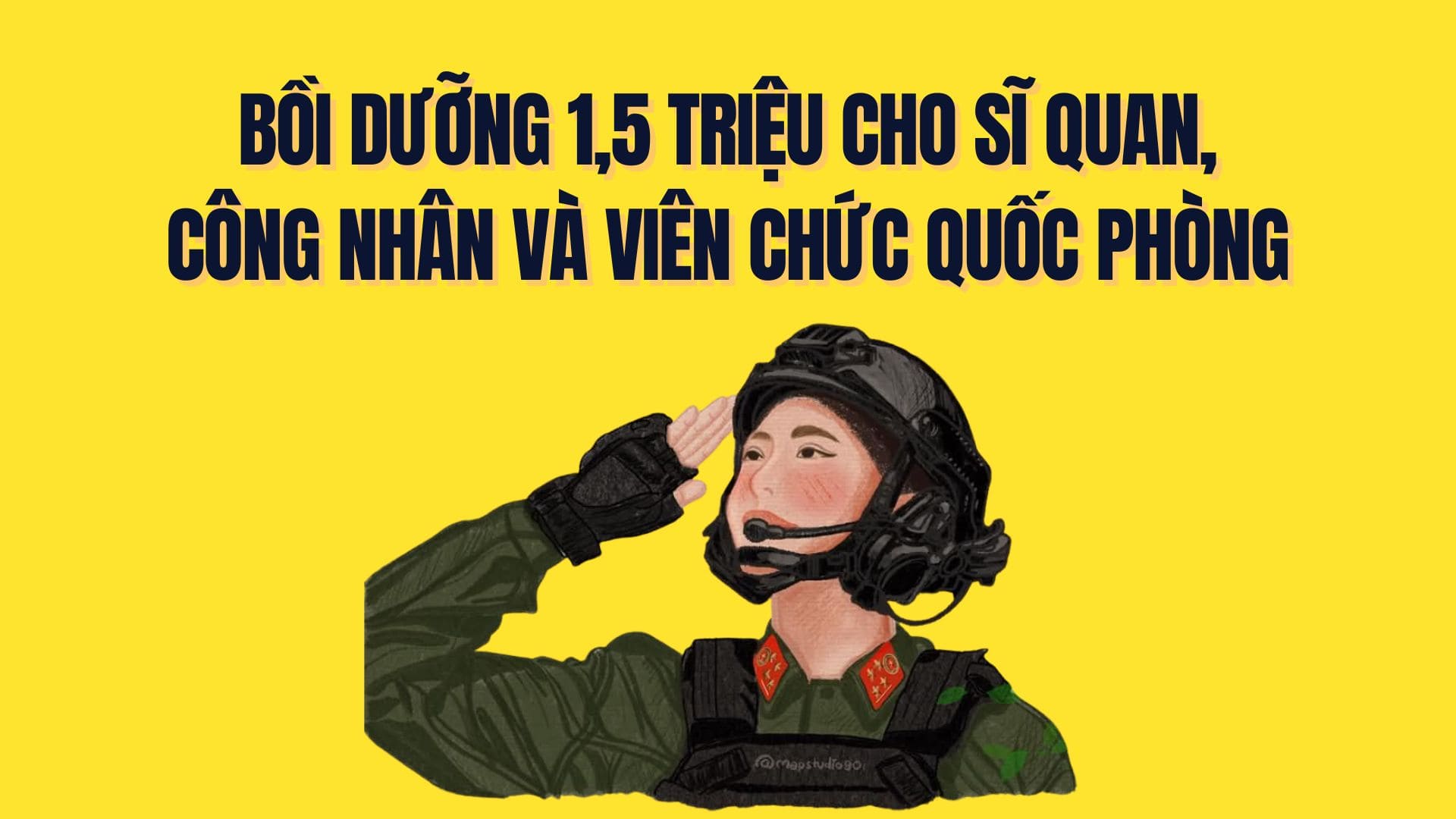 Oficiales militares trabajadores y funcionarios de defensa reciben un subsidio de 1 millon en cada caso. Grafico: Tra My