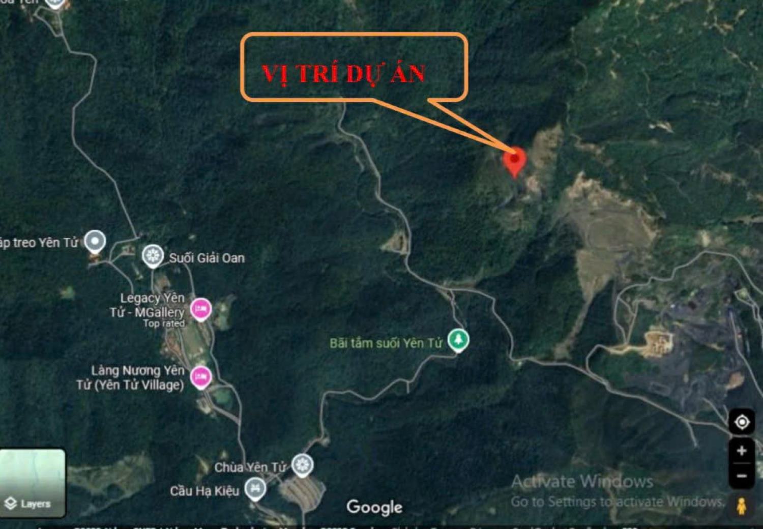 Vi tri thuc hien Du an dau tu xay dung Bao tuong Bo tat Quan The Am tai phuong Yen Tu, tinh Quang Ninh. Anh trong Bao cao danh gia tac dong moi truong cua du an.