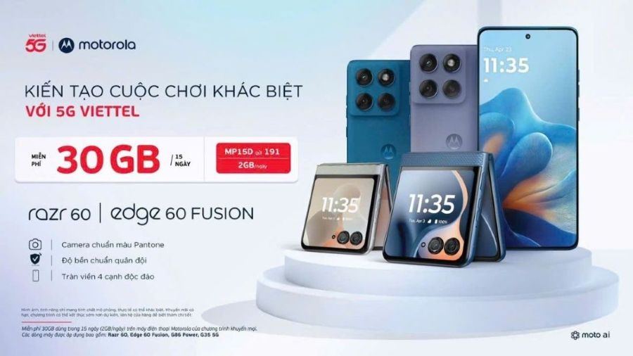 Viettel tang 30GB data cho khach hang mua dien thoai Motorola. Anh: Viettel