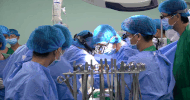 Doctors performing kidney transplants