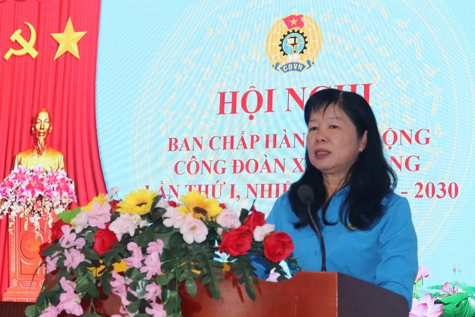 Ba Huynh Thi Tuyet Vui - Chu tich LDLD tinh Dong Thap phat bieu chi dao. Anh: Luu Hung