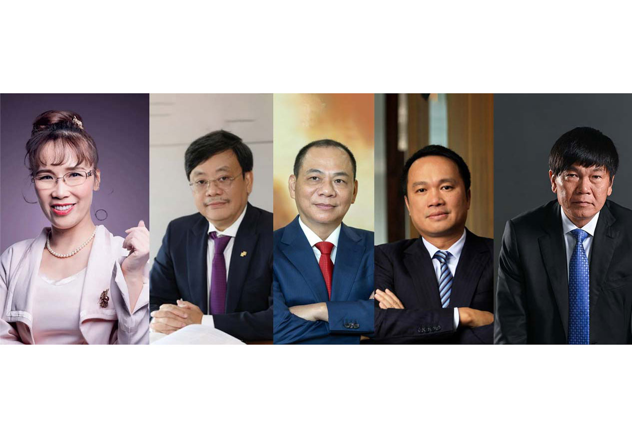 The group of 5 Vietnamese USD billionaires with volatile assets in the latest update of Forbes. Graphics: Minh Huy