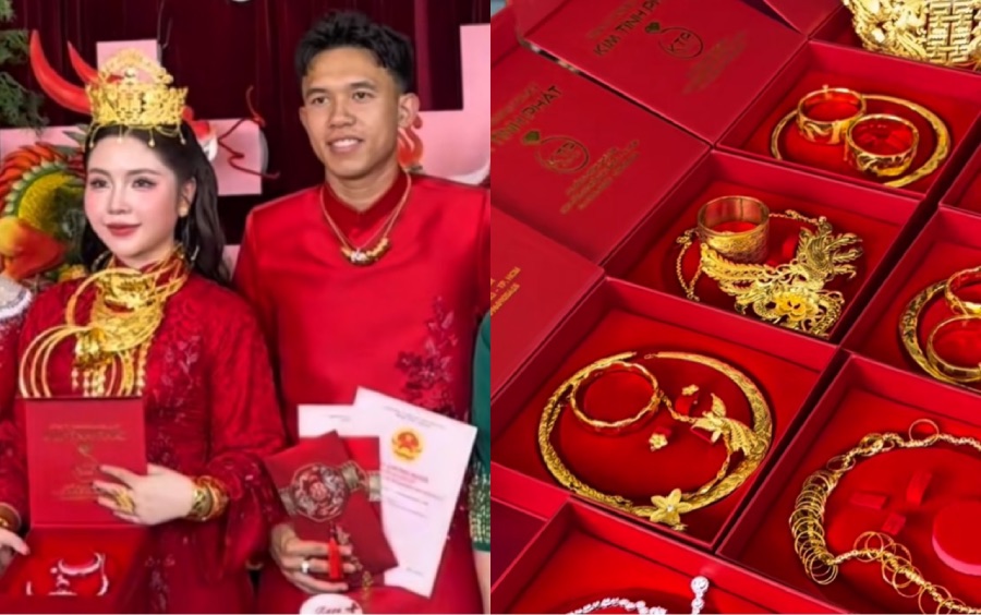 Tien ve Minh Khoa va vo trong dam cuoi. Anh: Cat tu video