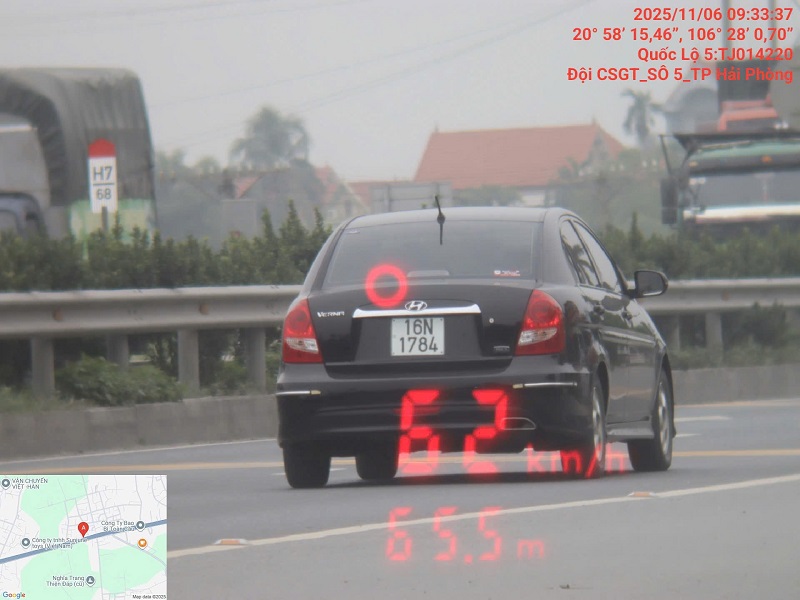 The owner was fined for speeding. Photo: Hai Phong Police