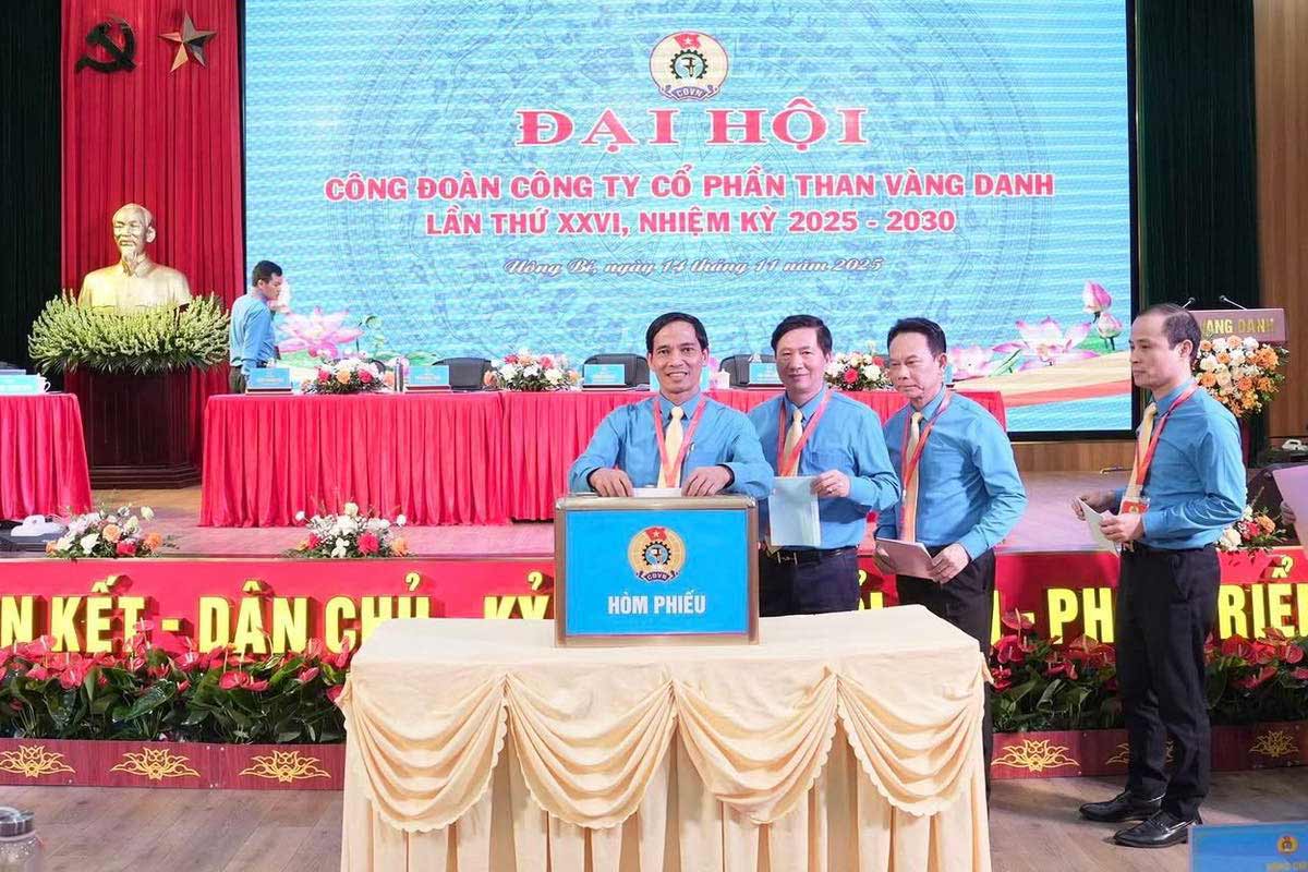 Cac dai bieu bo phieu bau Ban chap hanh khoa moi tai Dai hoi. Anh: Cong ty than Vang Danh