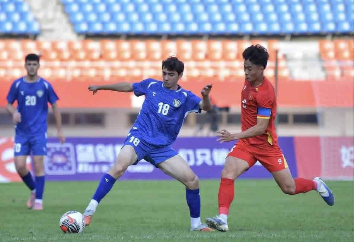 U22 베트남 2025 판다컵에서 U22 우즈베키스탄에 패배. 사진: 우즈베키스탄 축구 협회