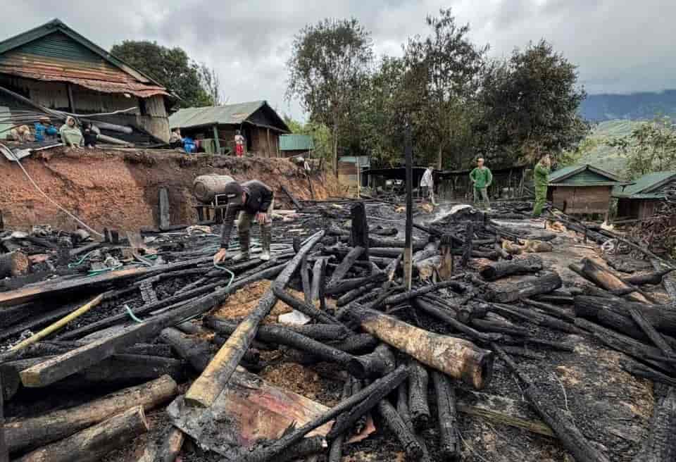 Scene of the house fire in Ngoc Linh commune. Photo: Ngoc Chi