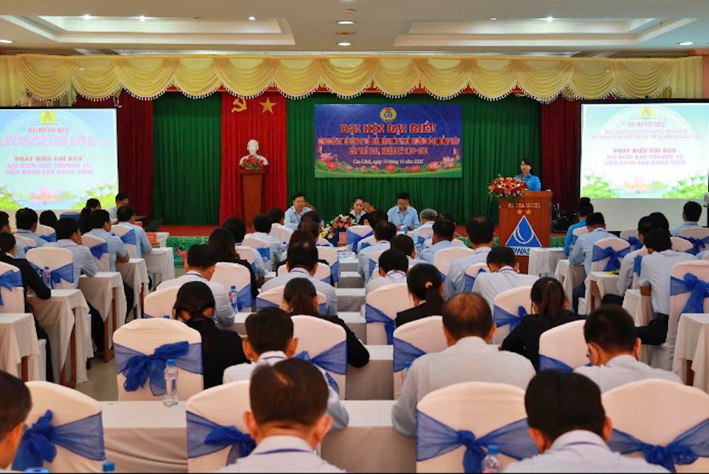 Quang canh Dai hoi Dai bieu Cong doan co so Cong ty Co phan Cap nuoc va Moi truong do thi Dong Thap lan thu XIII, nhiem ky 2025 – 2030. Anh: Luu Hung. 