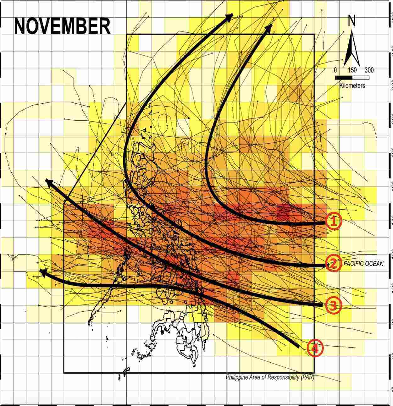 The path of the November storm in the Philippines, which entered the East Sea and headed towards Vietnam. Photo: PAGASA