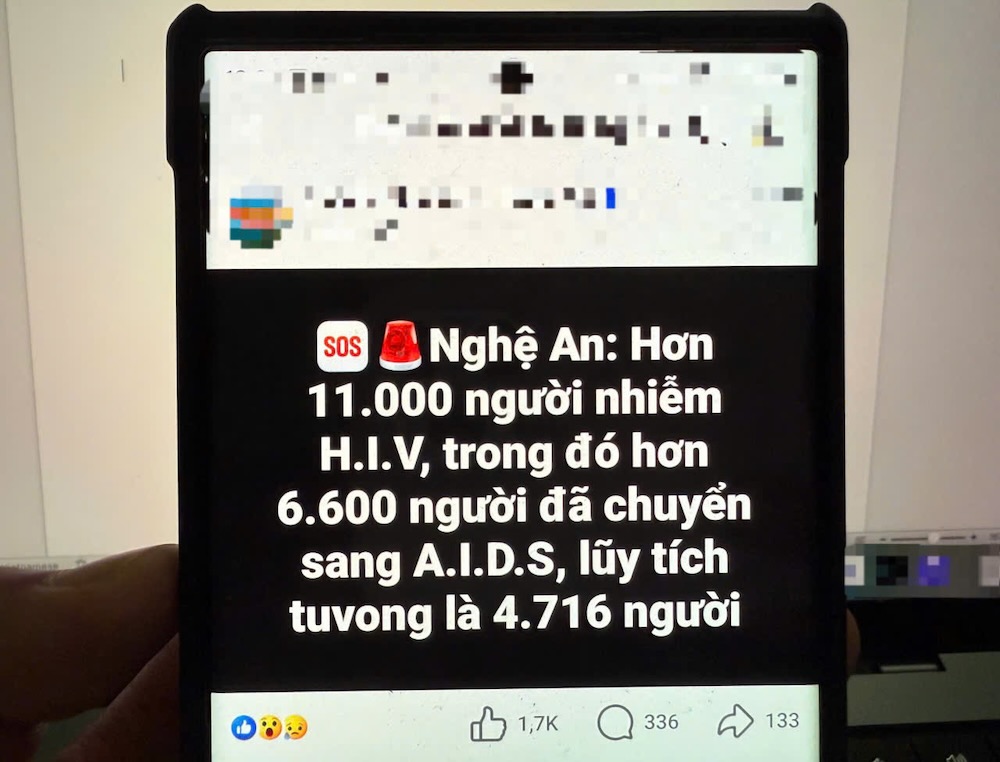 많은 소셜 네트워크 페이지에서 응에안의 HIV 감염자 수에 대한 정보를 게시했지만 데이터가 불충분하여 여론이 혼란스러워합니다. 사진: 꽝 다이