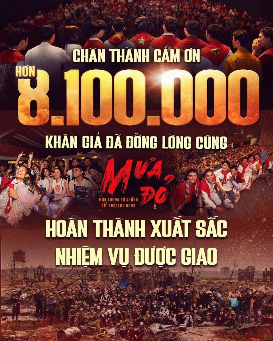Doan phim “Mua do” cam on hon 8 trieu khan gia da den rap xem phim. Anh: Nha san xuat cung cap