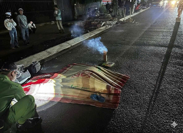 The scene of the traffic accident that caused Mr. D.Q to die on the spot. Photo: Provided by the police