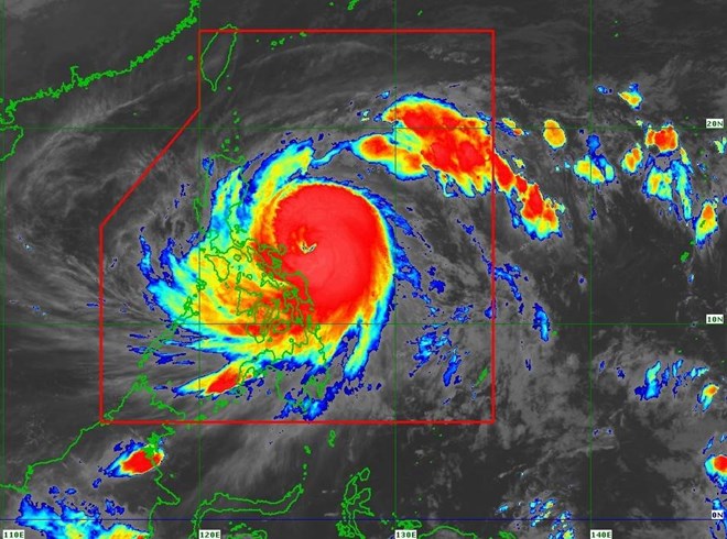 The center of Typhoon Fung-wong, the predecessor of Typhoon No. 14, at 4:00 a.m. on November 9 in the Philippines. Photo: PAGASA