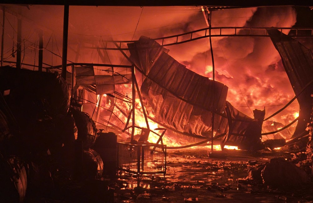 Scene of the scrap warehouse fire.