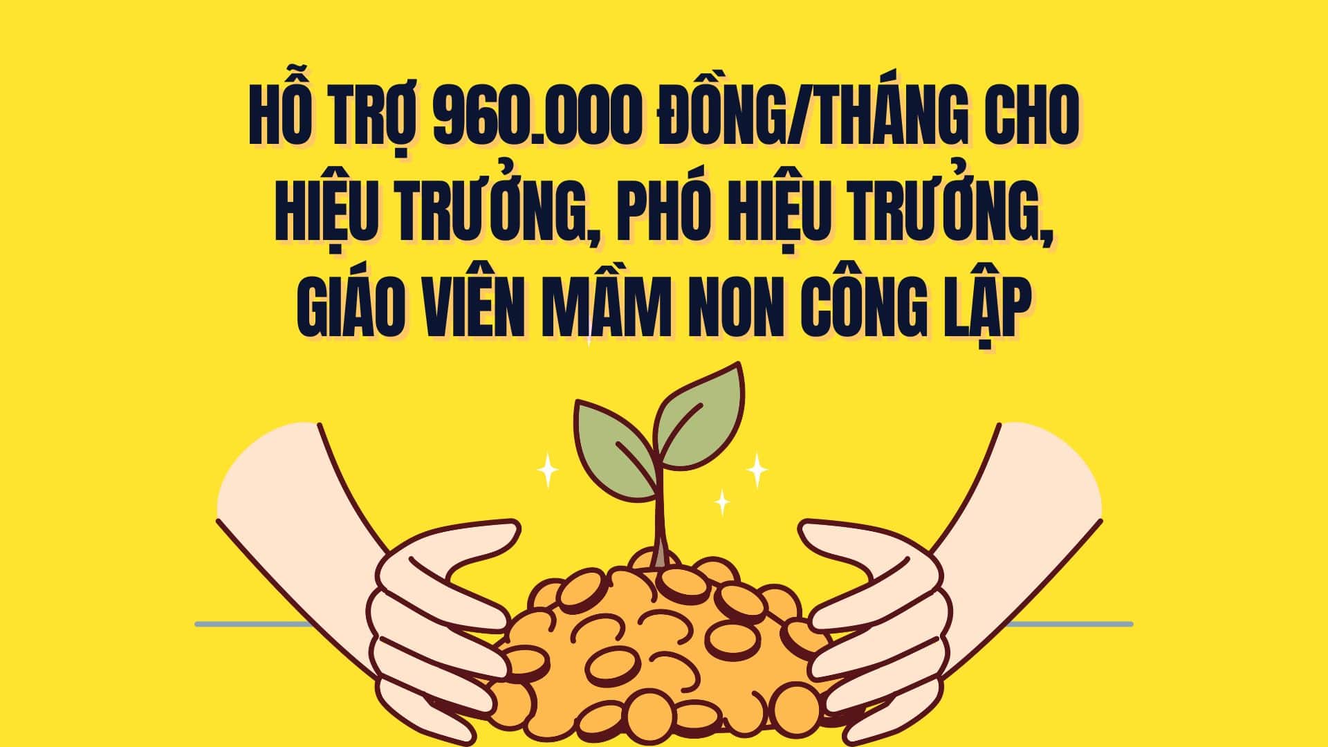 Support 960,000 VND/month for Principals, Vice Principals, and public preschool teachers. Graphics: Tra My